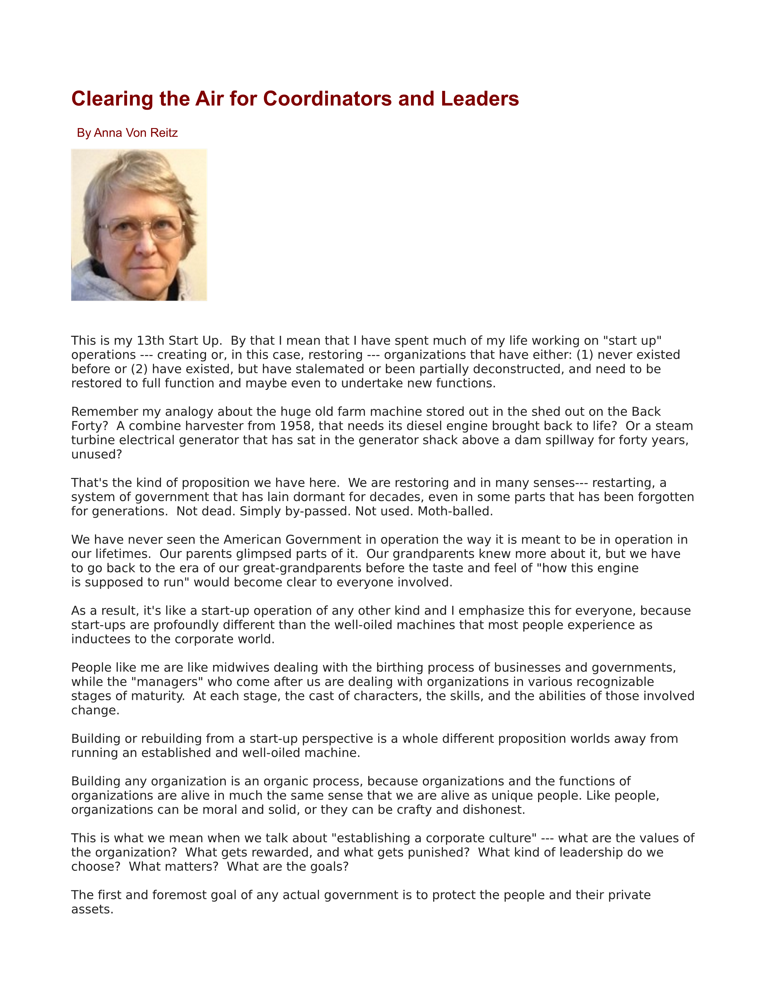 Clearing the air for coordinators and leaders 